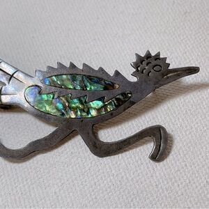 Vintage Abalone road runner brooch